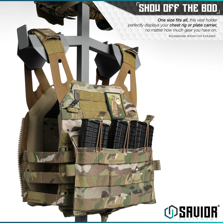 Show Off The Bod - One size fits all, this vest holder perfectly displays your chest rig or plate carrier, no matter how much gear you have on. Accessories shown not included.#color_sw-gray