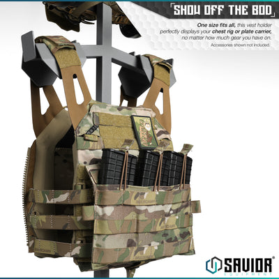 Show Off The Bod - One size fits all, this vest holder perfectly displays your chest rig or plate carrier, no matter how much gear you have on. Accessories shown not included.