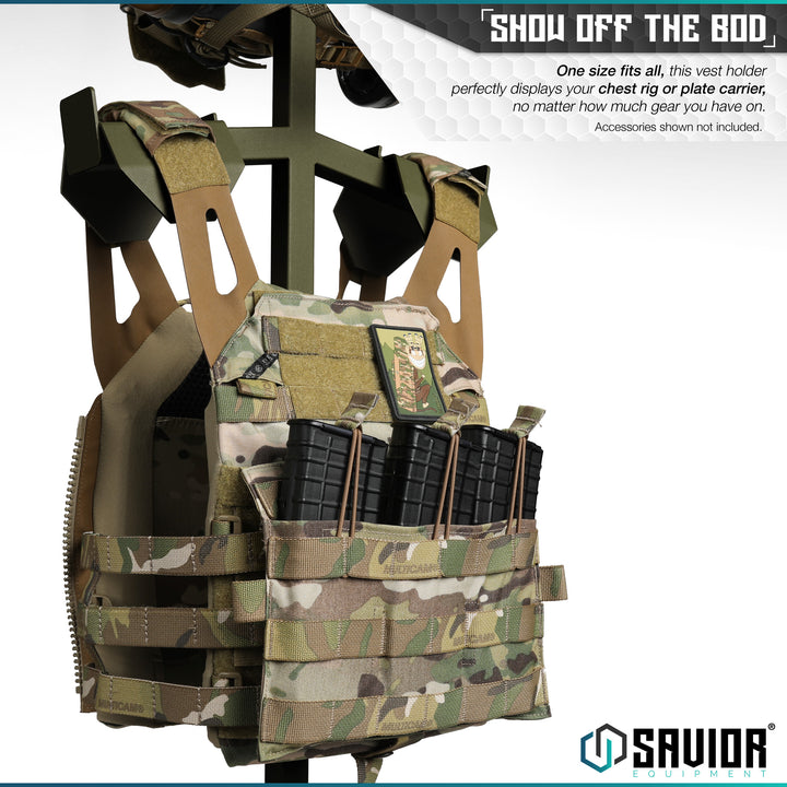 Show Off The Bod - One size fits all, this vest holder perfectly displays your chest rig or plate carrier, no matter how much gear you have on. Accessories shown not included.#color_od-green