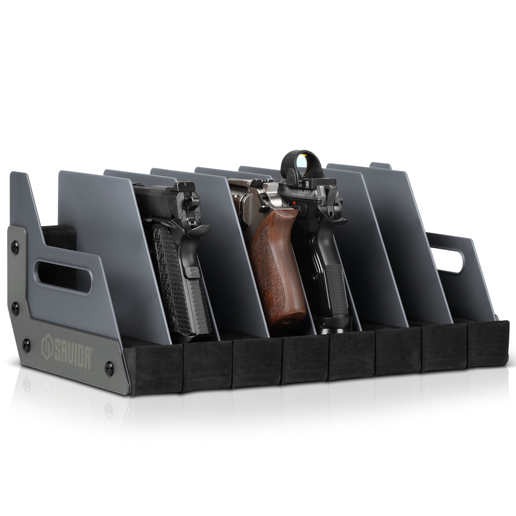 Moble Gun Rack Mobile Pistol Storage Rack w/ Handle - 4/6/8/12 Slots – Savior Equipment