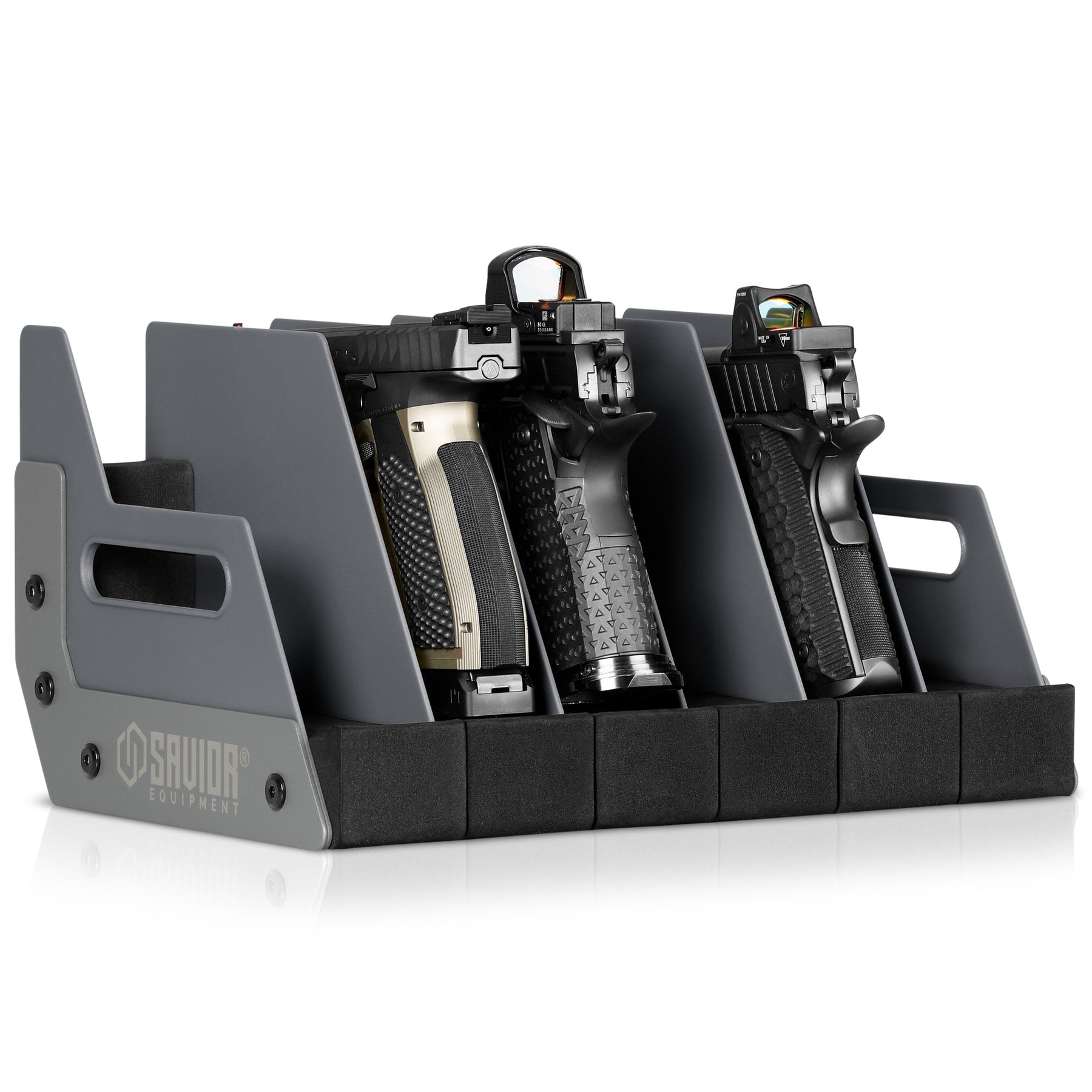 Moble Gun Rack Mobile Pistol Storage Rack w/ Handle - 4/6/8/12 Slots – Savior Equipment