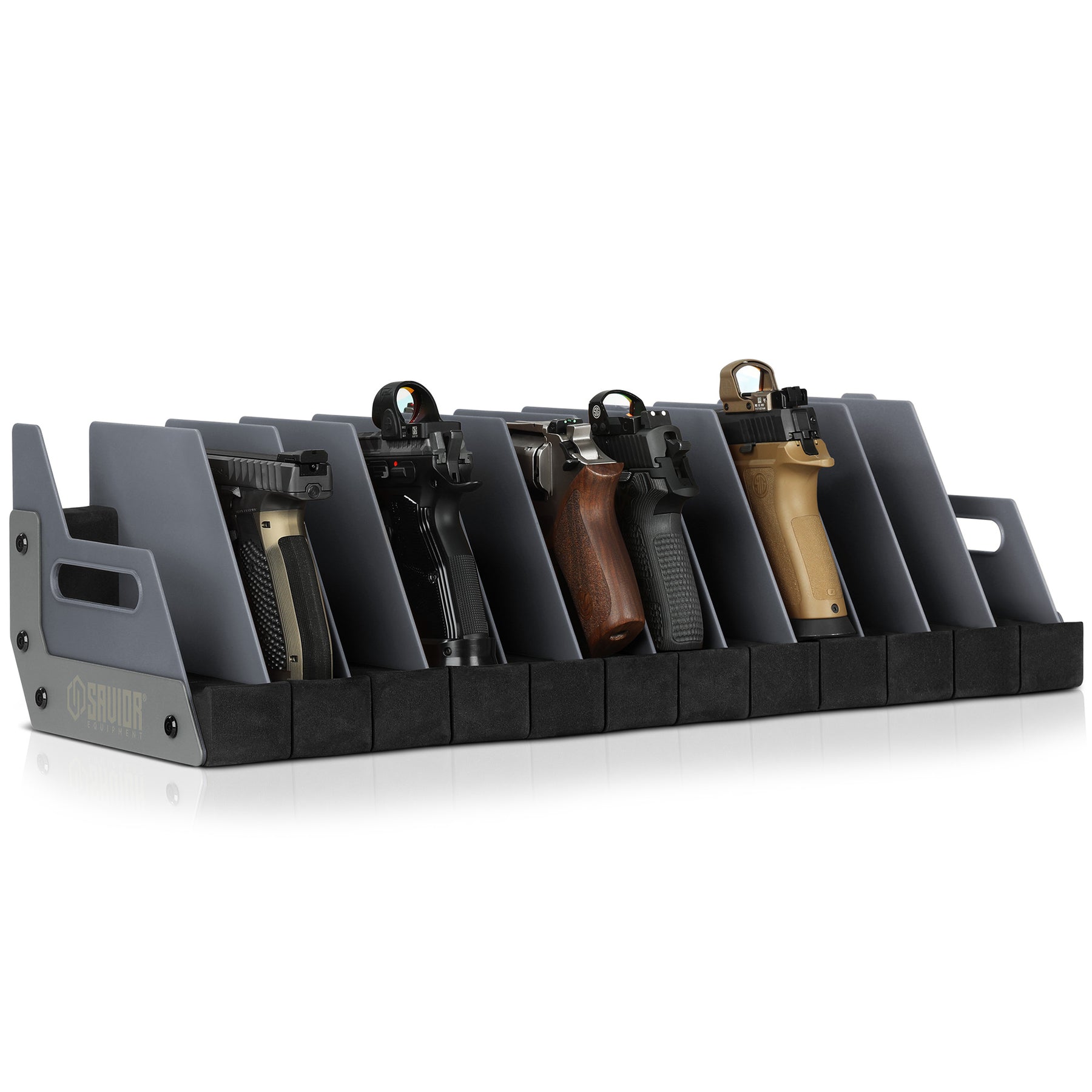 Moble Gun Rack Mobile Pistol Storage Rack w/ Handle - 4/6/8/12 Slots – Savior Equipment