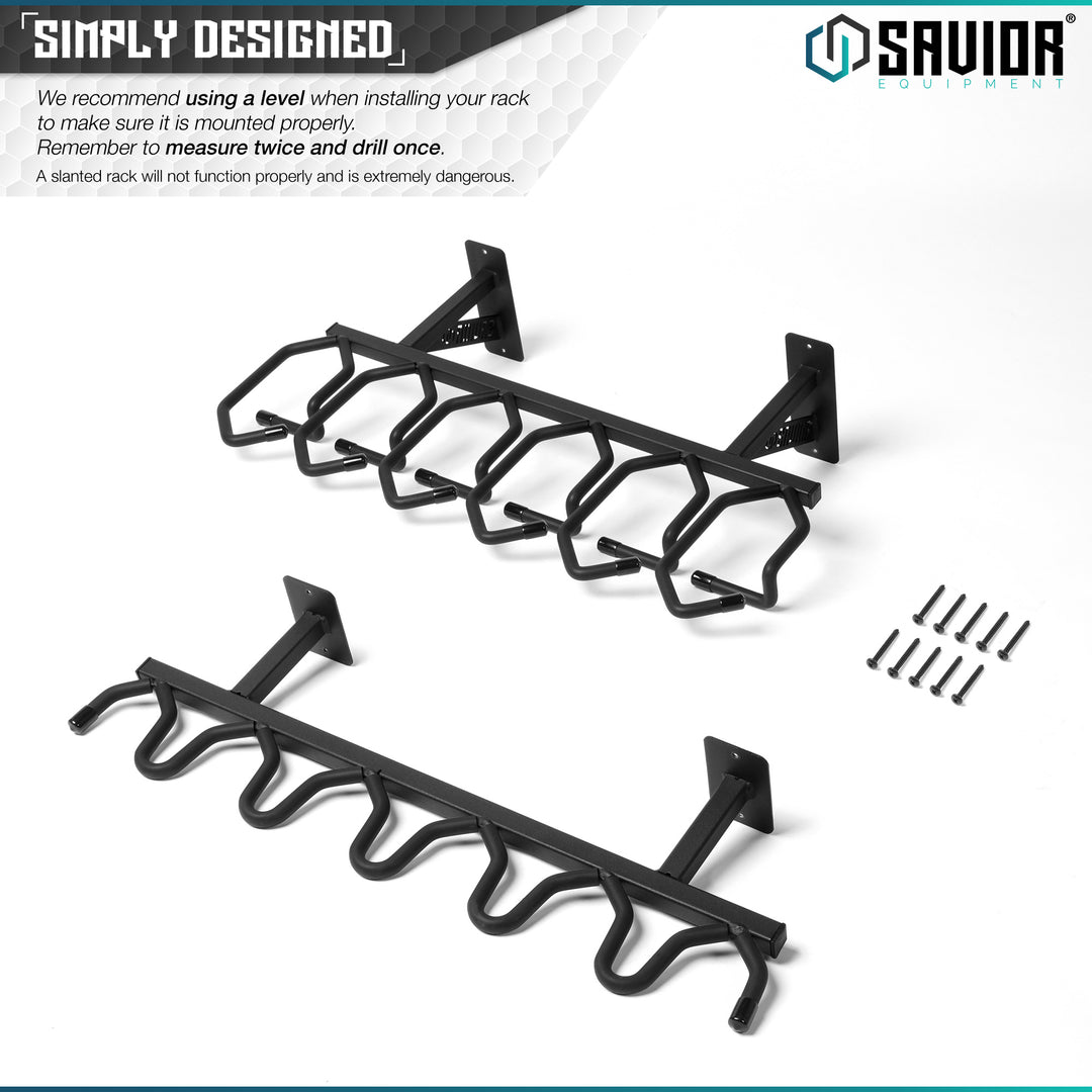 Simply Designed - We recommend using a level when installing your rack to make sure it is mounted properly. Remember to measure twice and drill once. A slanted rack will not function properly and is extremely dangerous. A slanted rack will not function properly and is extremely dangerous.#color_obsidian-black