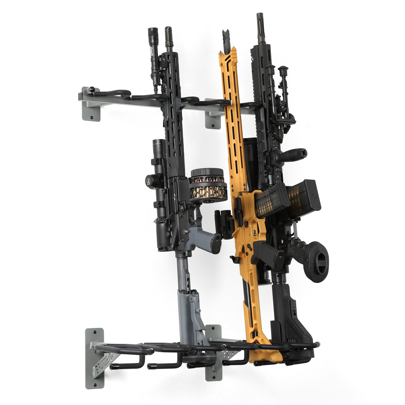 Steel 6 Rifle Rack - Wall Mount - Gray