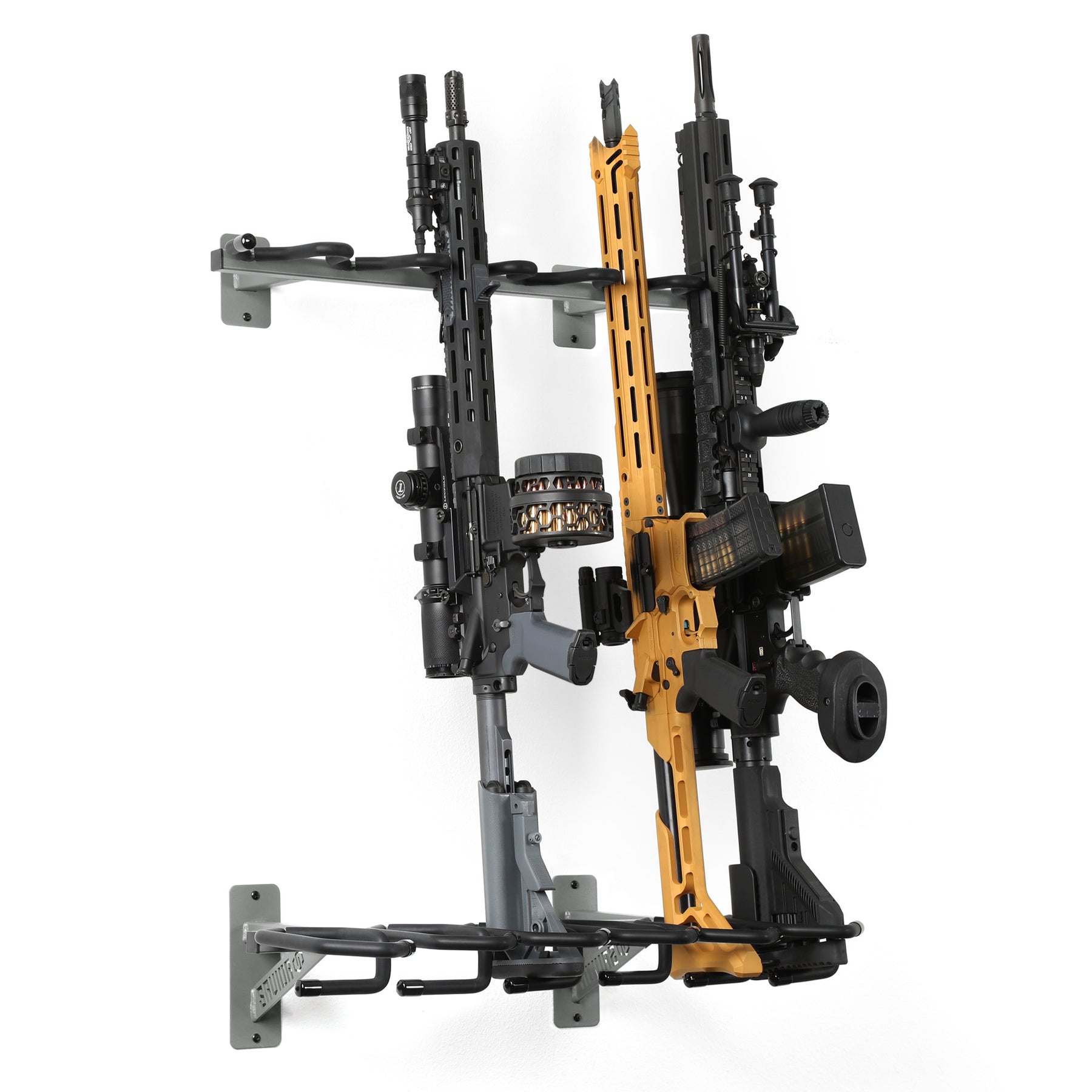 thumbnail image 2 of Black Gun Wall Mount With Magazine Holder - Floating Display Rack For Rifle Or Shotgun, 300Lbs Load Capacity 2 of 6