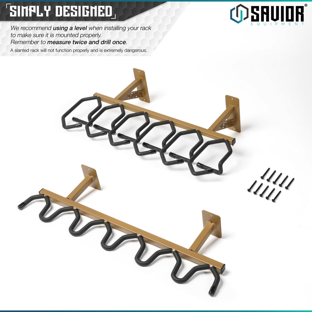 Simply Designed - We recommend using a level when installing your rack to make sure it is mounted properly. Remember to measure twice and drill once. A slanted rack will not function properly and is extremely dangerous. A slanted rack will not function properly and is extremely dangerous.#color_ral-8000-tan