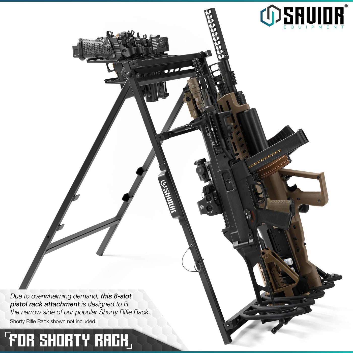 Savior Rifle Rack Pistol Rack Attachment for Shorty Rifle Rack - 8 Slots – Savior Equipment
