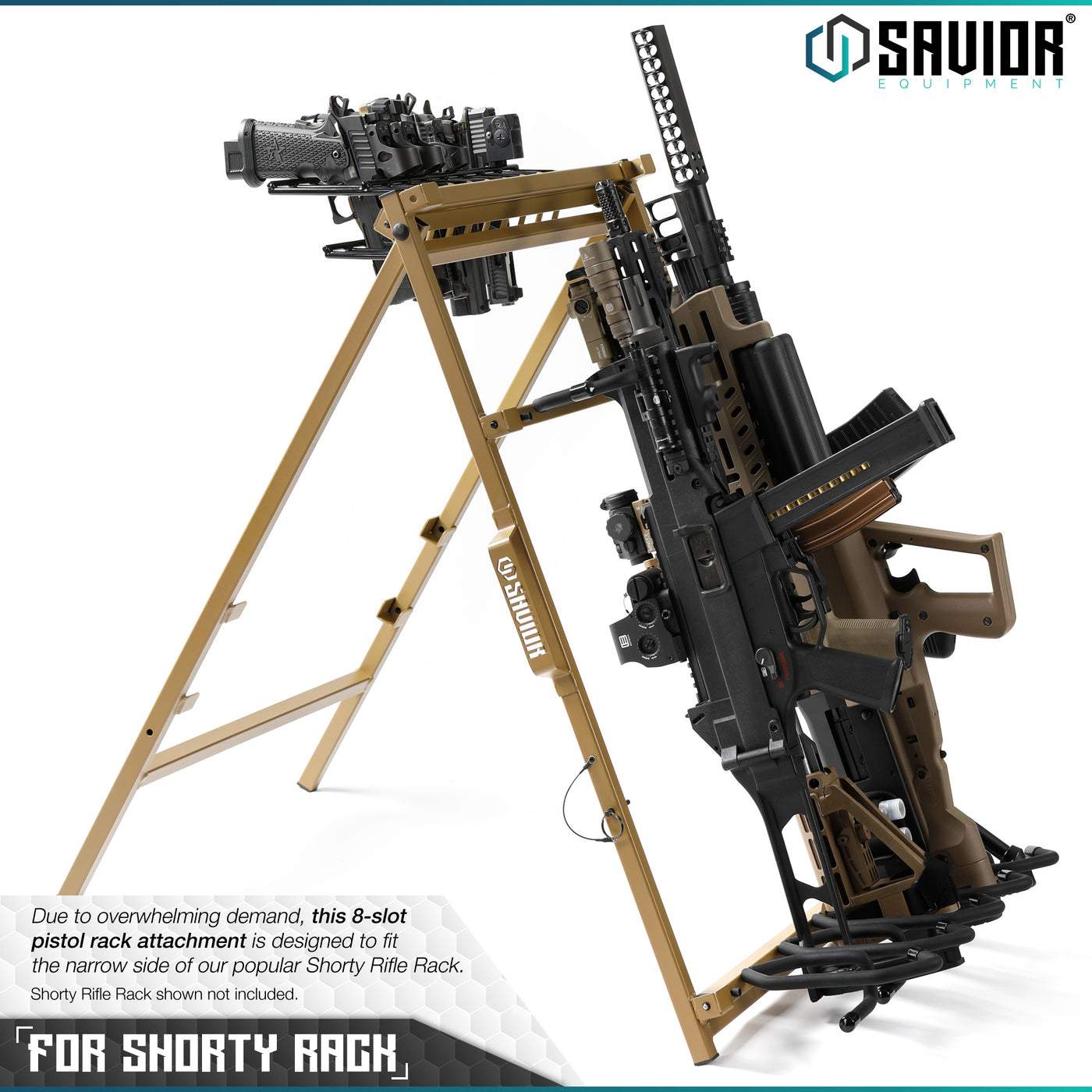 Savior Rifle Rack Lock Pistol Rack Attachment for Shorty Rifle Rack - 8 Slots – Savior Equipment