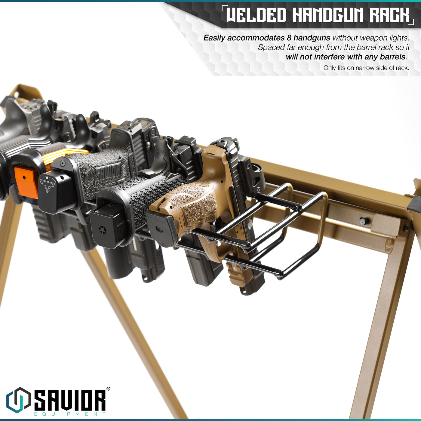 Pistol Rack Attachment for Shorty Rifle Rack - 8 Slots