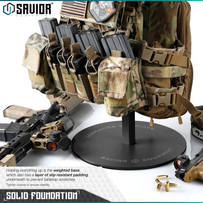Solid Foundation - Holding everything up is the weighted base, which also has a layer of slip-resistant padding underneath to prevent tabletop scratches.#color_obsidian-black