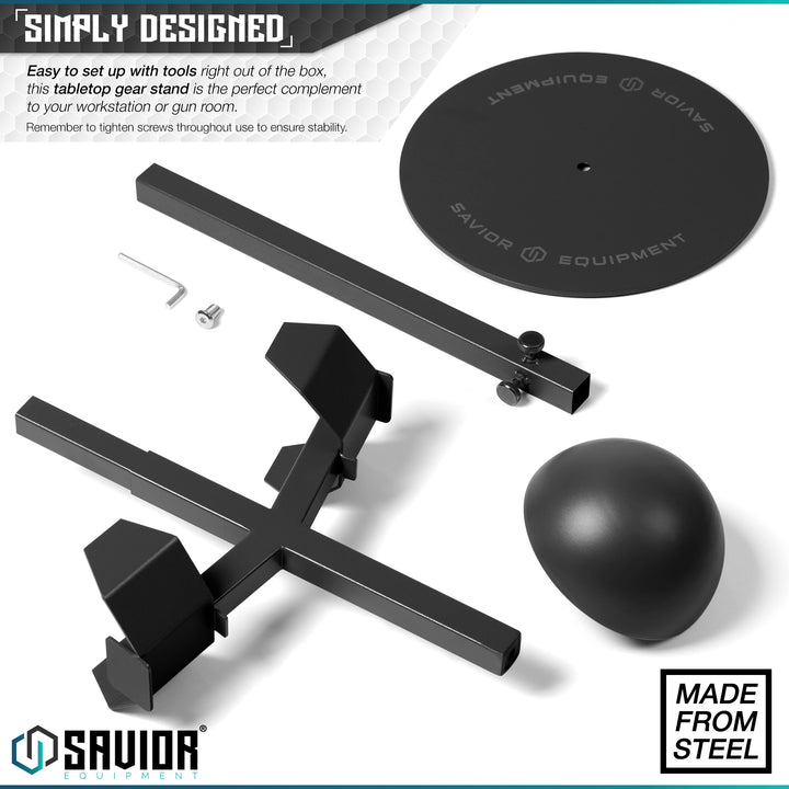 Simply Designed - Easy to set up with tools right out of the box, this tabletop gear stand is the perfect complement to your workstation or gun room.#color_obsidian-black