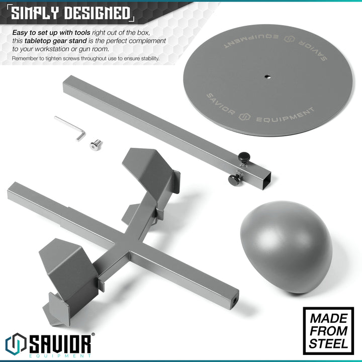 Simply Designed - Easy to set up with tools right out of the box, this tabletop gear stand is the perfect complement to your workstation or gun room.#color_sw-gray