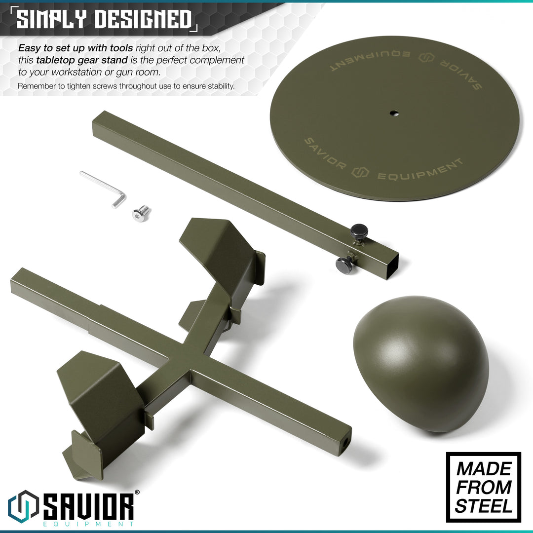 Simply Designed - Easy to set up with tools right out of the box, this tabletop gear stand is the perfect complement to your workstation or gun room.#color_od-green