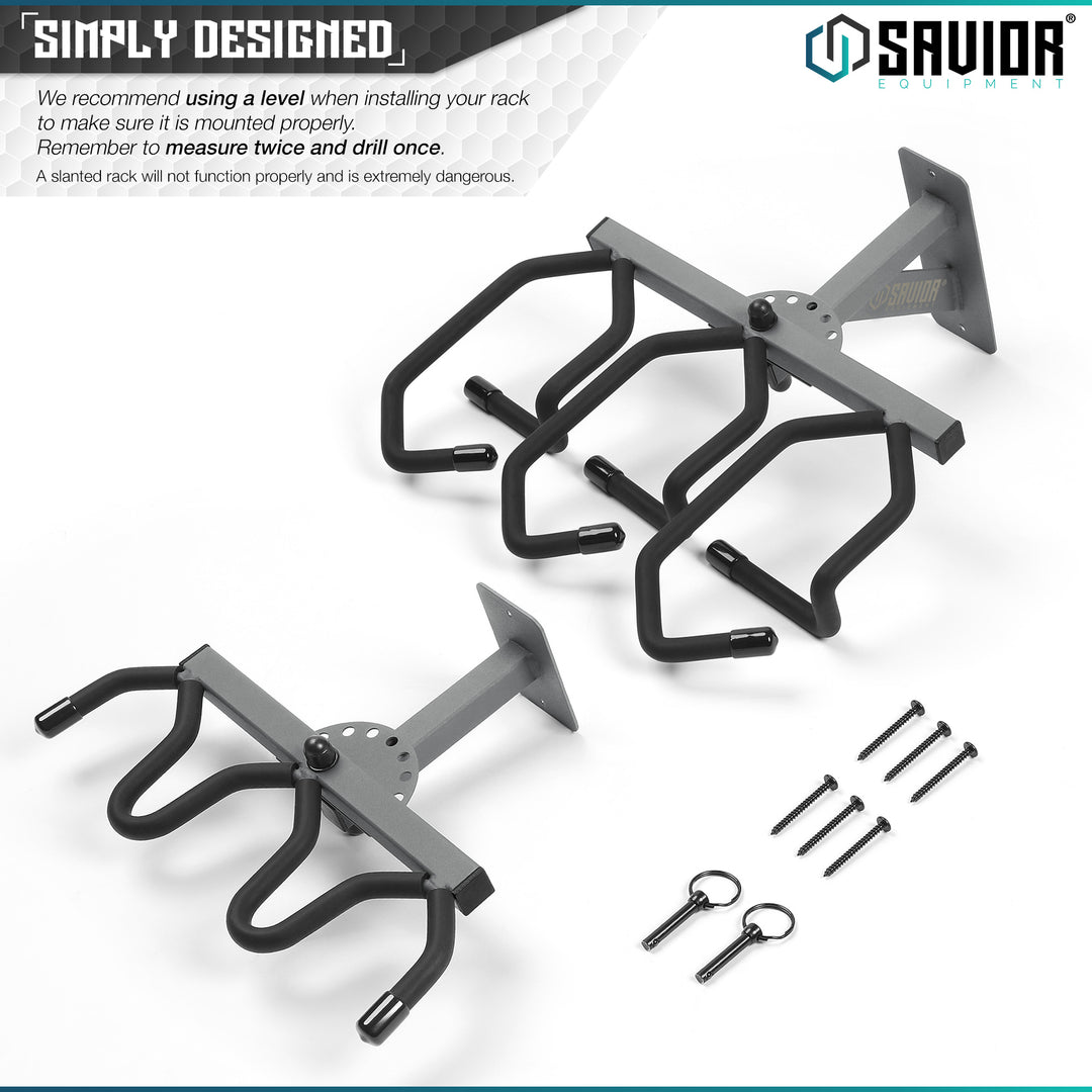 Simply Designed - We recommend using a level when installing your rack to make sure it is mounted properly. Remember to measure twice and drill once. A slanted rack will not function properly and is extremely dangerous.#color_sw-gray