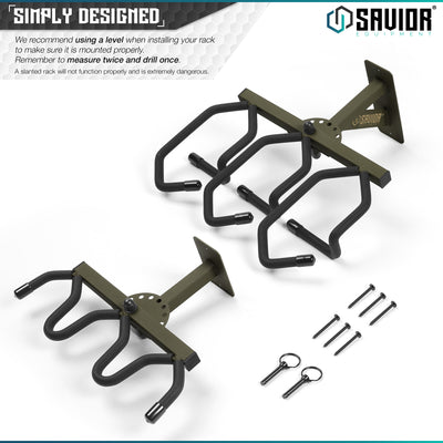 Simply Designed - We recommend using a level when installing your rack to make sure it is mounted properly. Remember to measure twice and drill once. A slanted rack will not function properly and is extremely dangerous.#color_od-green