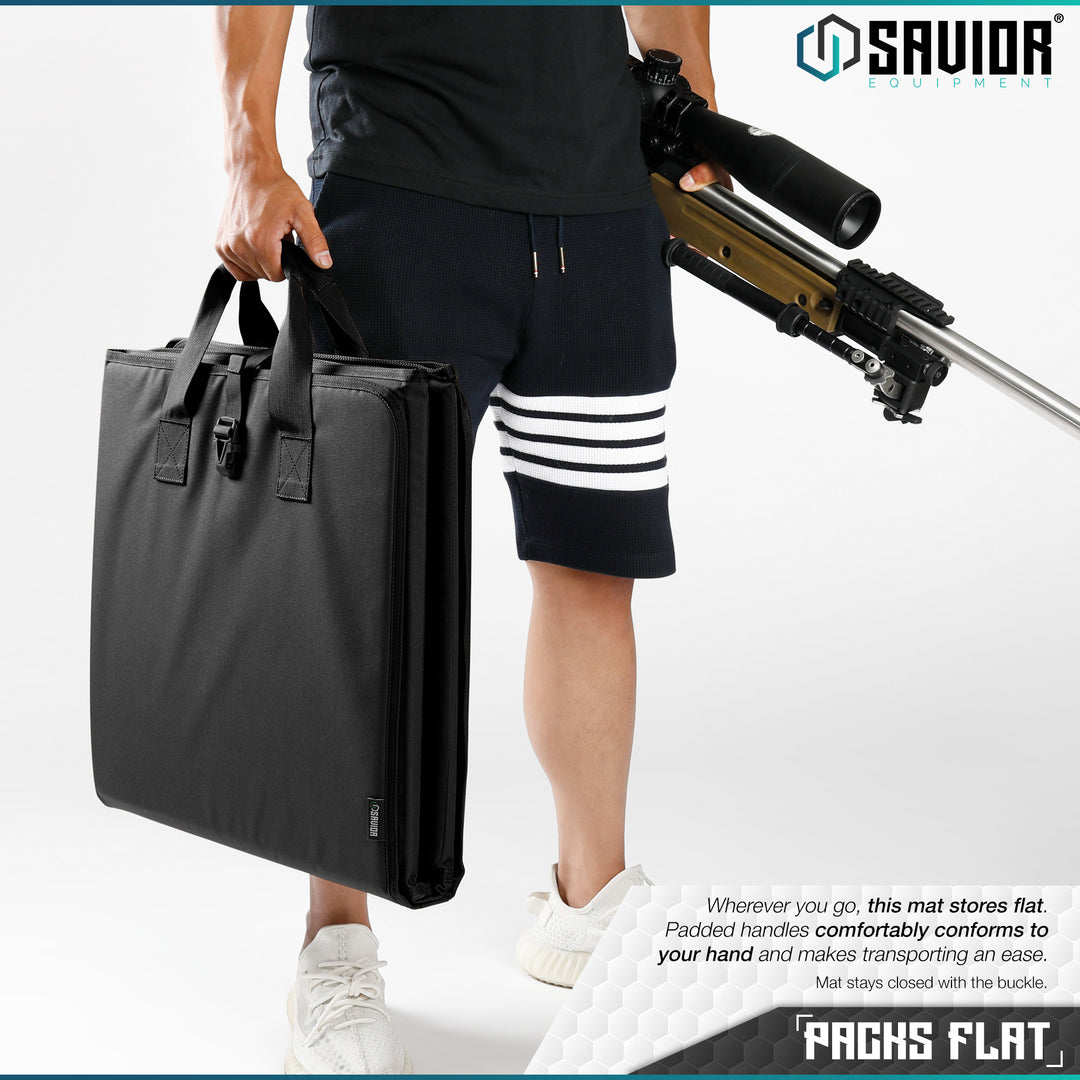Packs Flat - Wherever you go, this mat stores flat. Padded handles comfortably conforms to your hand and makes transporting an ease.#color_obsidian-black