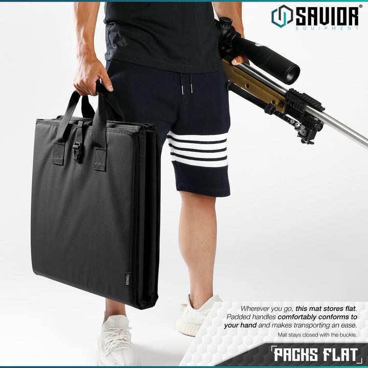 Packs Flat - Wherever you go, this mat stores flat. Padded handles comfortably conforms to your hand and makes transporting an ease.#color_obsidian-black