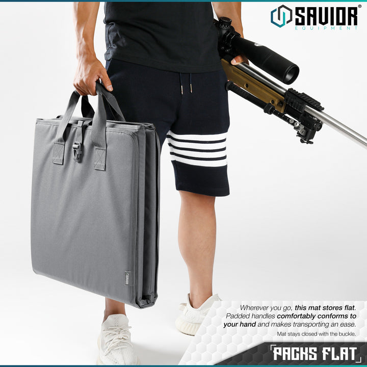 Packs Flat - Wherever you go, this mat stores flat. Padded handles comfortably conforms to your hand and makes transporting an ease.#color_sw-gray
