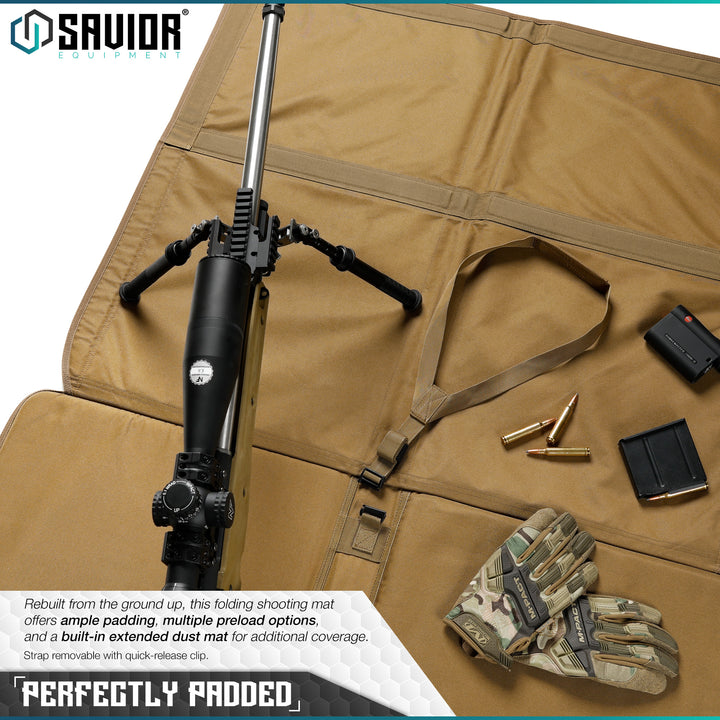 Perfectly Padded  - Rebuilt from the ground up, this folding shooting mat offers ample padding, multiple preload options, and a built-in extended dust mat for additional coverage.#color_dark-fde