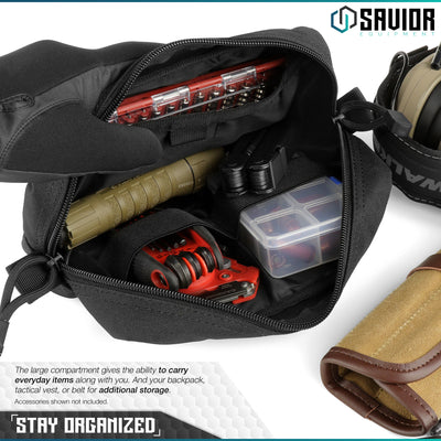 Stay Organized - The large compartment gives the ability to carry everyday items along with you. And adding additional storage to your backpack or waist belt. Accessories shown not included.