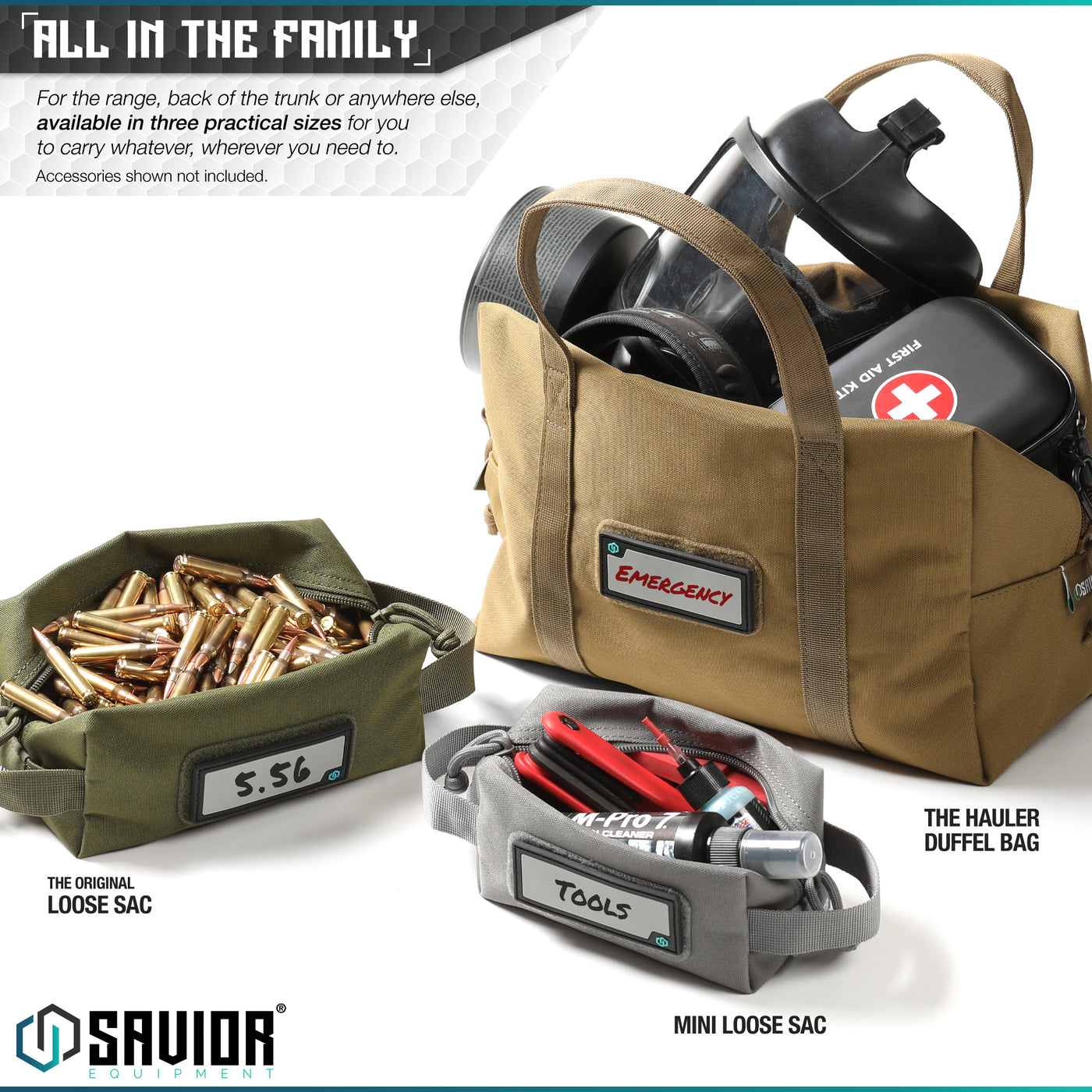 All In The Family - For the range, back of the trunk or anywhere else, available in three practical sizes for you to carry whatever, wherever you need to. Accessories shown not included.