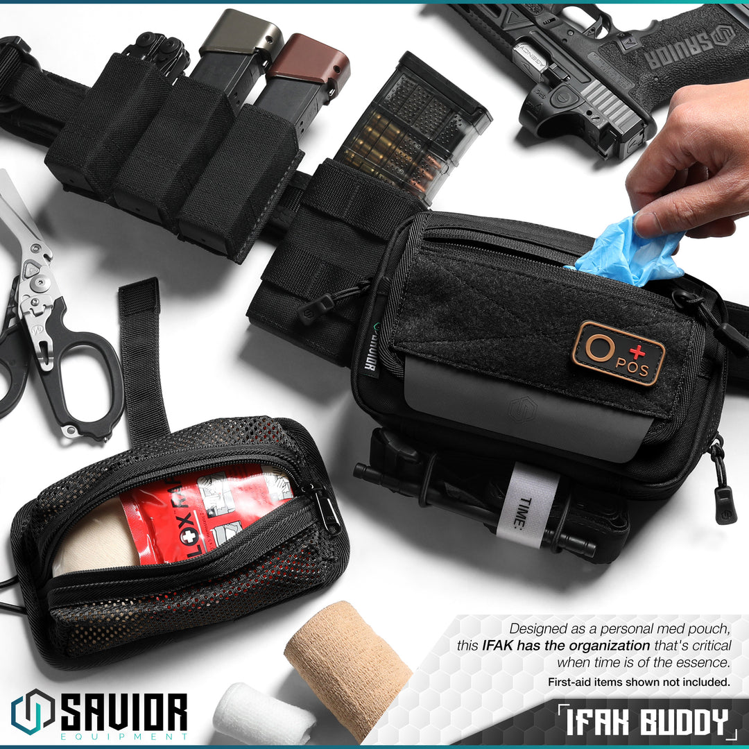 IFAK Buddy - Designed as a personal med pouch, this IFAK has the organization that?€?s critical when time is of the essence. First-aid items shown not included.#color_obsidian-black