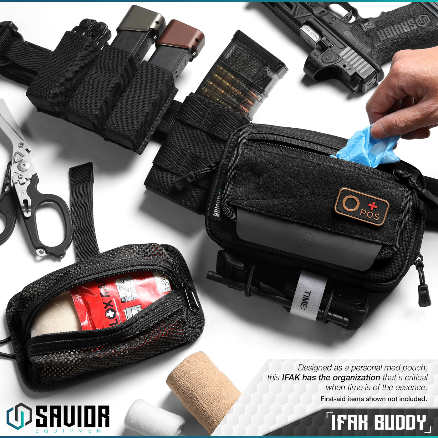 IFAK Buddy - Designed as a personal med pouch, this IFAK has the organization that’s critical when time is of the essence. First-aid items shown not included.#color_obsidian-black