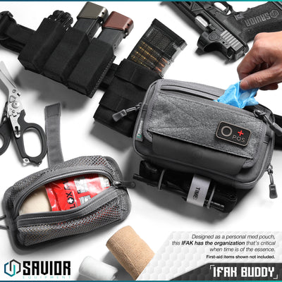 IFAK Buddy - Designed as a personal med pouch, this IFAK has the organization that’s critical when time is of the essence. First-aid items shown not included.#color_sw-gray