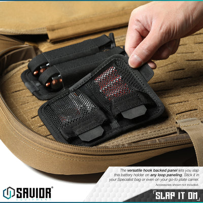 Slap it on - Made to fit multiple battery sizes, this battery holder also has a hard internal backing so it doesn’t flap around or sag. Accessories shown not included.