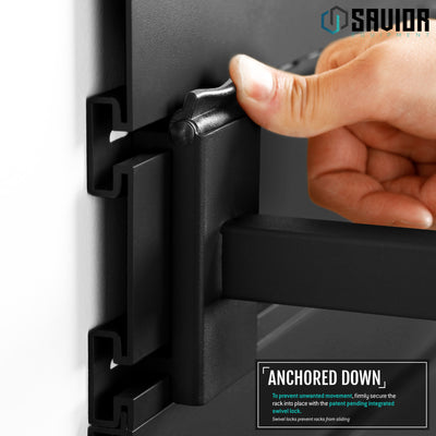 Anchored Down - To prevent unwanted movement, firemly secure the rack into place with the paten pending integrated swivel lock.