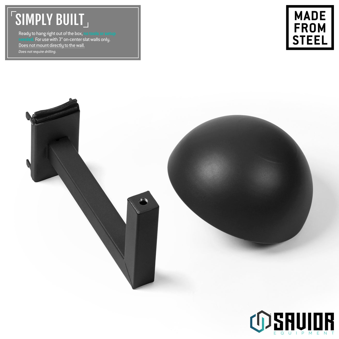 Simply Built - Ready to hand right out of the box, no tools or setup needed. For use with 3" on-center slat walls only. Does not mount directly to the wall.