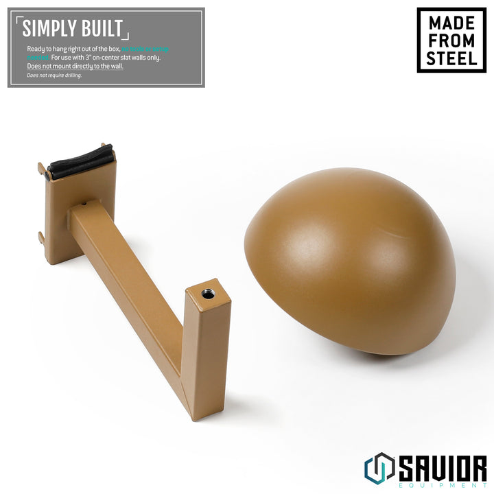 Simply Built - Ready to hand right out of the box, no tools or setup needed. For use with 3" on-center slat walls only. Does not mount directly to the wall.#color_ral-8000-tan