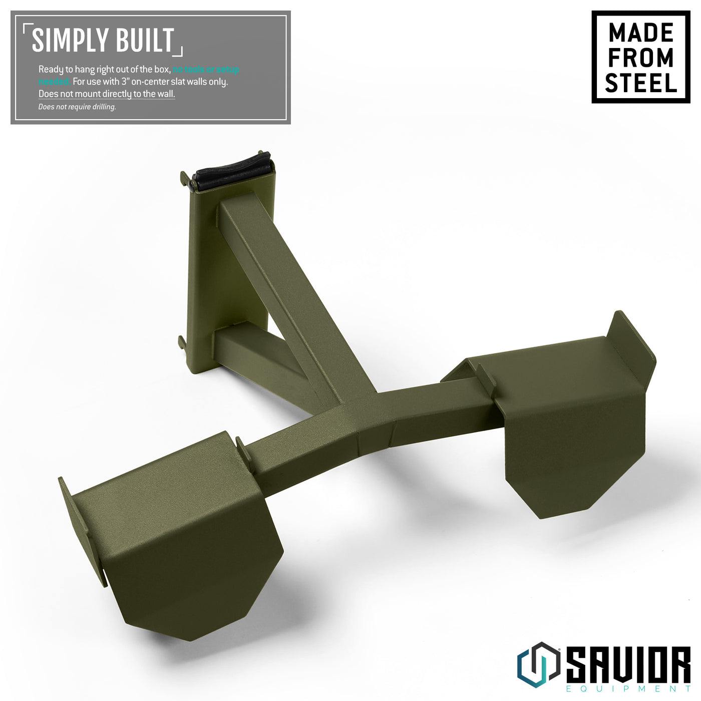 Simply Built - Ready to hand right out of the box, no tools or setup needed. For use with 3" on-center slat walls only. Does not mount directly to the wall.