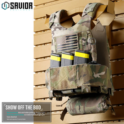 Show Off The Bod - One size fits all, this vest holder perfectly displays your chest rig or plate carrier, no matter how much gear you have attached.#color_ral-8000-tan
