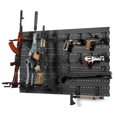 Wall Rack System - 10 Panels w/ 6 Rifle & 12 Pistol Hooks - Black