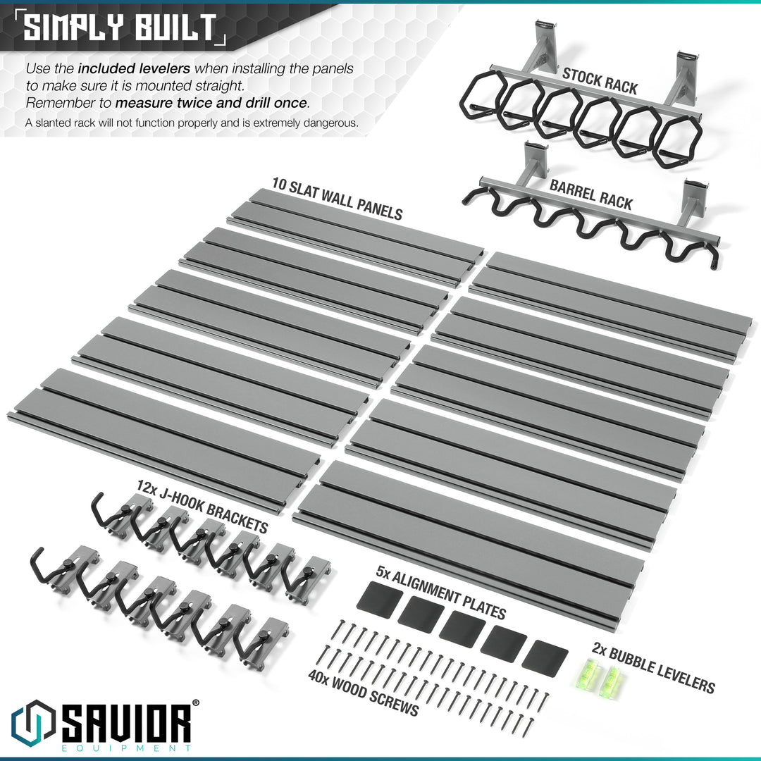 Simply Built - Use the included levelers when installing the panels to make sure it is mounted properly. Remember to measure twice and drill once. A slanted rack will not function properly and is extremely dangerous.#color_sw-gray