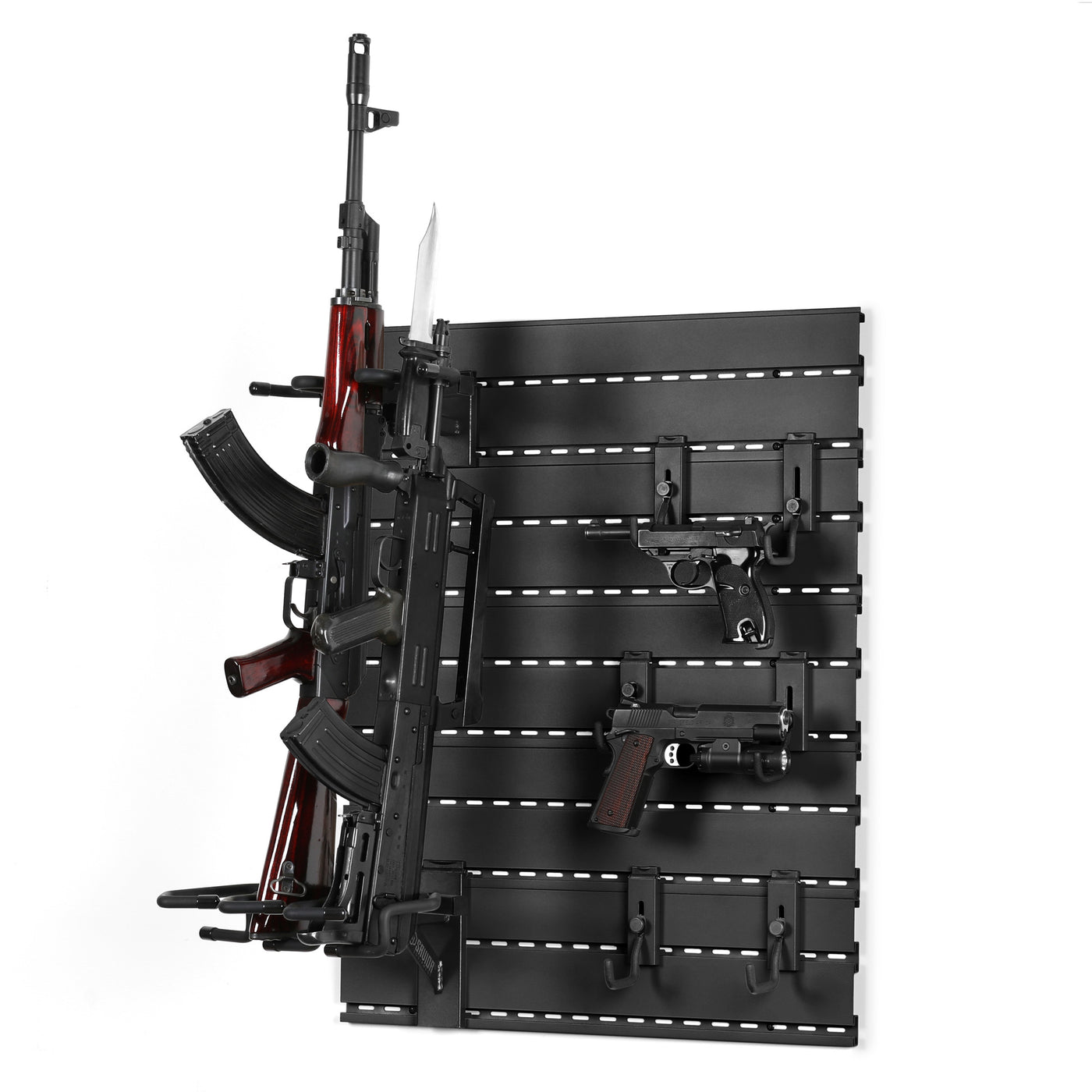 Wall Rack System - 5 Panels w/ 3 Rifle & 6 Pistol Hooks - Black