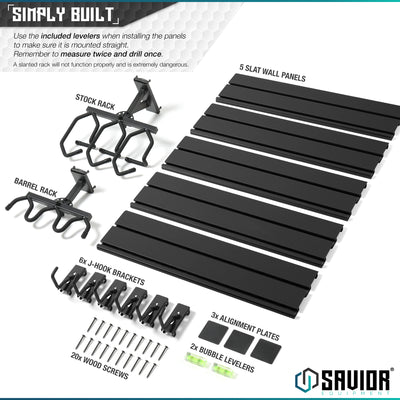 Simply Built - Use the included levelers when installing the panels to make sure it is mounted properly. Remember to measure twice and drill once. A slanted rack will not function properly and is extremely dangerous.