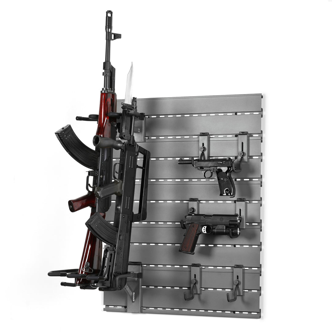 Wall Rack System - 5 Panels w/ 3 Rifle & 6 Pistol Hooks - Gray#color_sw-gray