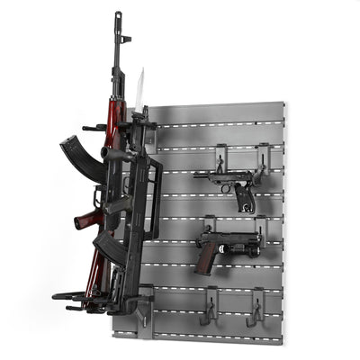 Wall Rack System - 5 Panels w/ 3 Rifle & 6 Pistol Hooks - Gray