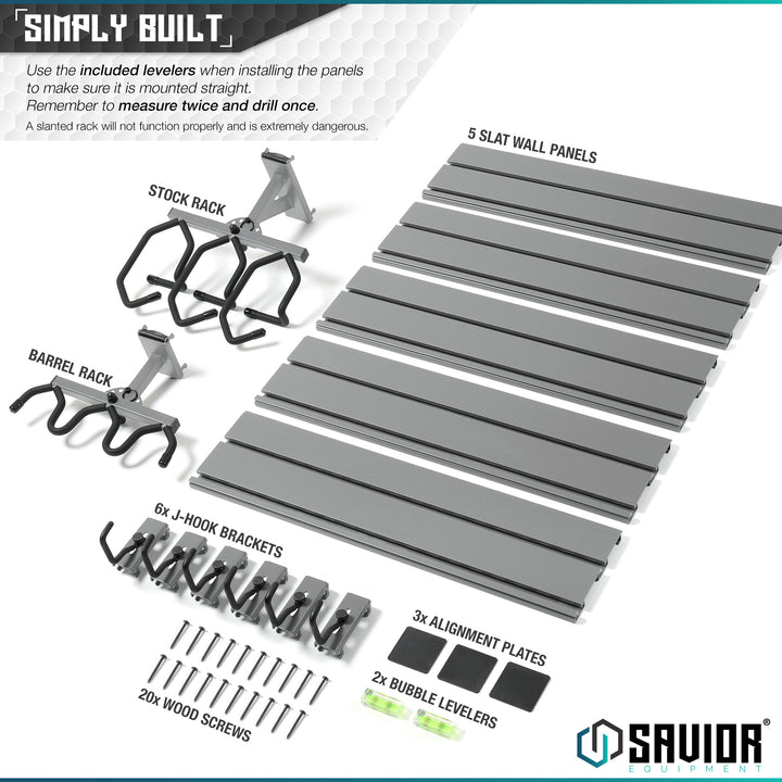 Simply Built - Use the included levelers when installing the panels to make sure it is mounted properly. Remember to measure twice and drill once. A slanted rack will not function properly and is extremely dangerous.#color_sw-gray