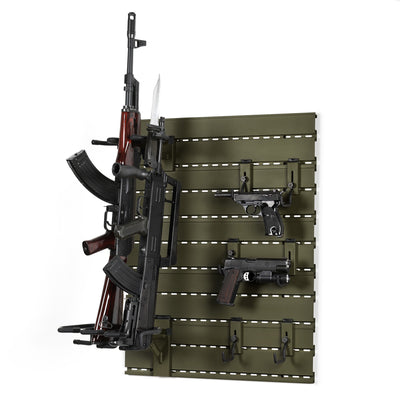Wall Rack System - 5 Panels w/ 3 Rifle & 6 Pistol Hooks - Green