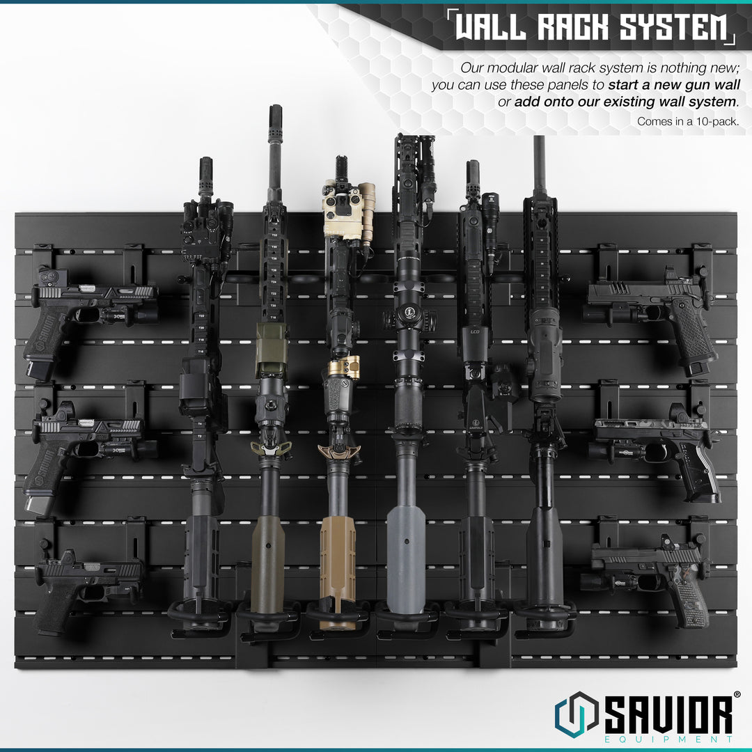 Wall Rack System - Our modular wall rack system is nothing new; you can use these panels to start a new gun wall or add onto our existing wall system. Comes in a 10-pack.#color_obsidian-black