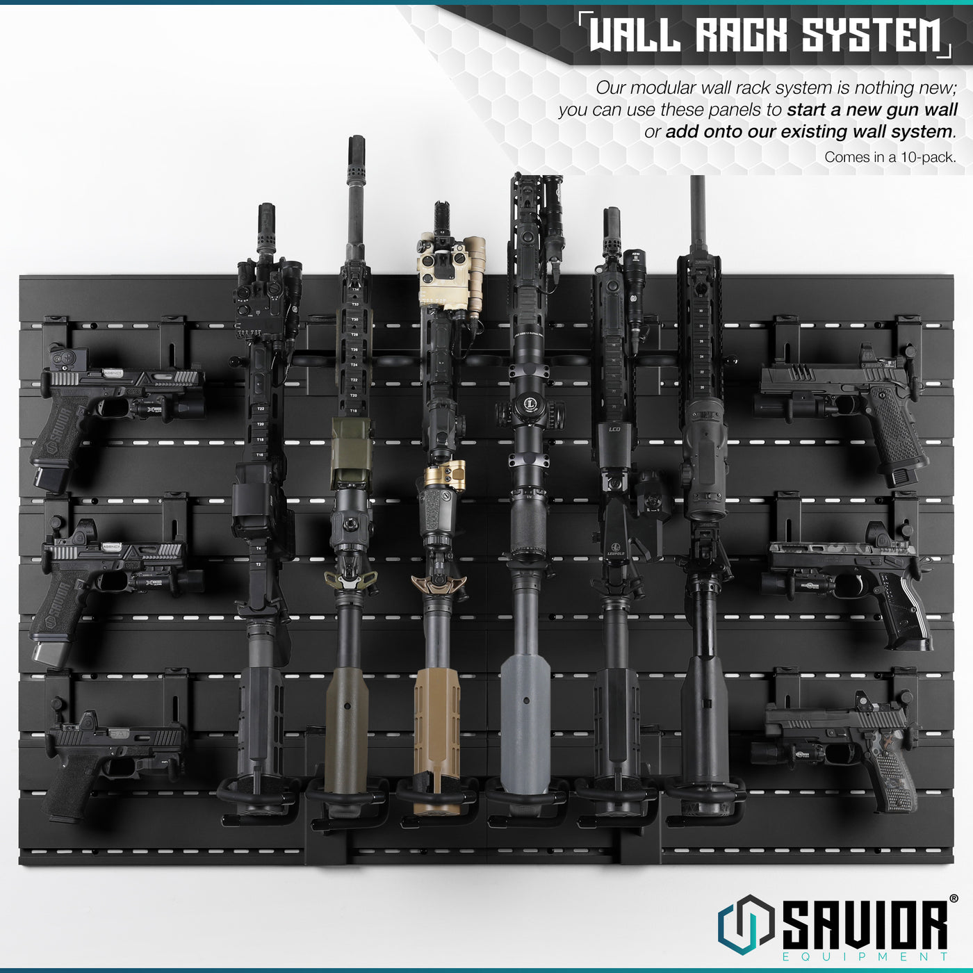 Wall Rack System - Our modular wall rack system is nothing new; you can use these panels to start a new gun wall or add onto our existing wall system. Comes in a 10-pack.