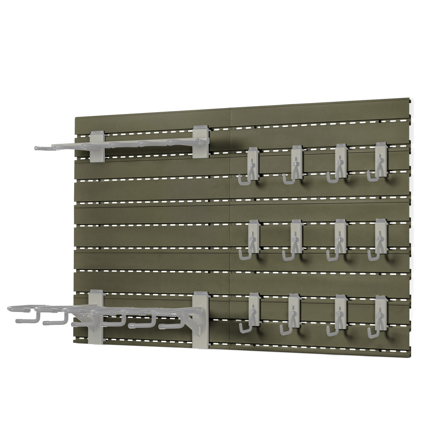 Wall Rack System - 10 Slat Wall Panels - Olive Drab Green