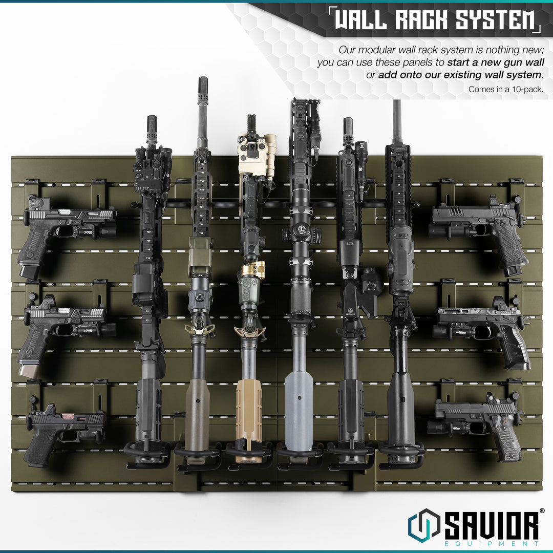Wall Rack System - Our modular wall rack system is nothing new; you can use these panels to start a new gun wall or add onto our existing wall system. Comes in a 10-pack.#color_od-green